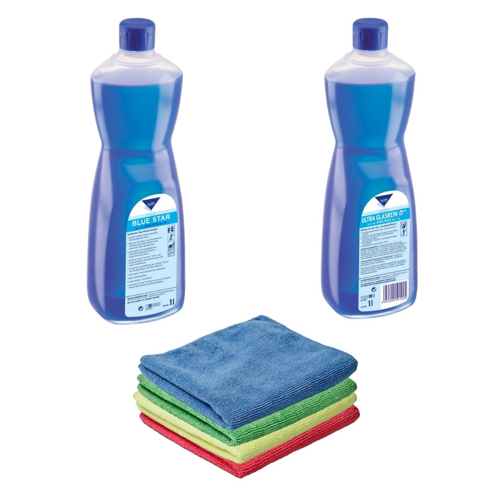Zestaw środków do czyszczenia biura Kleen: Blue Kleen 1 l, Ultra Glasrein 1 l