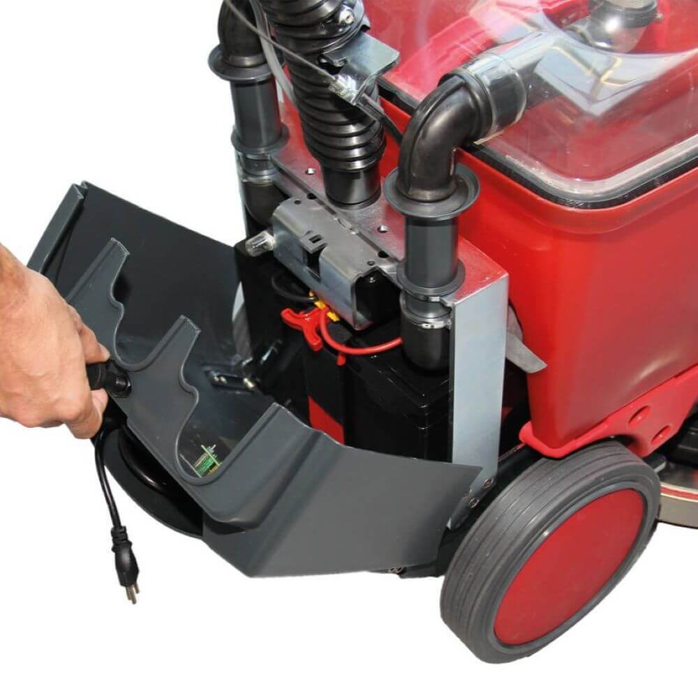 Komora baterii w maszynie czyszczącej do mycia podłóg Cleanfix RA 395 IBC