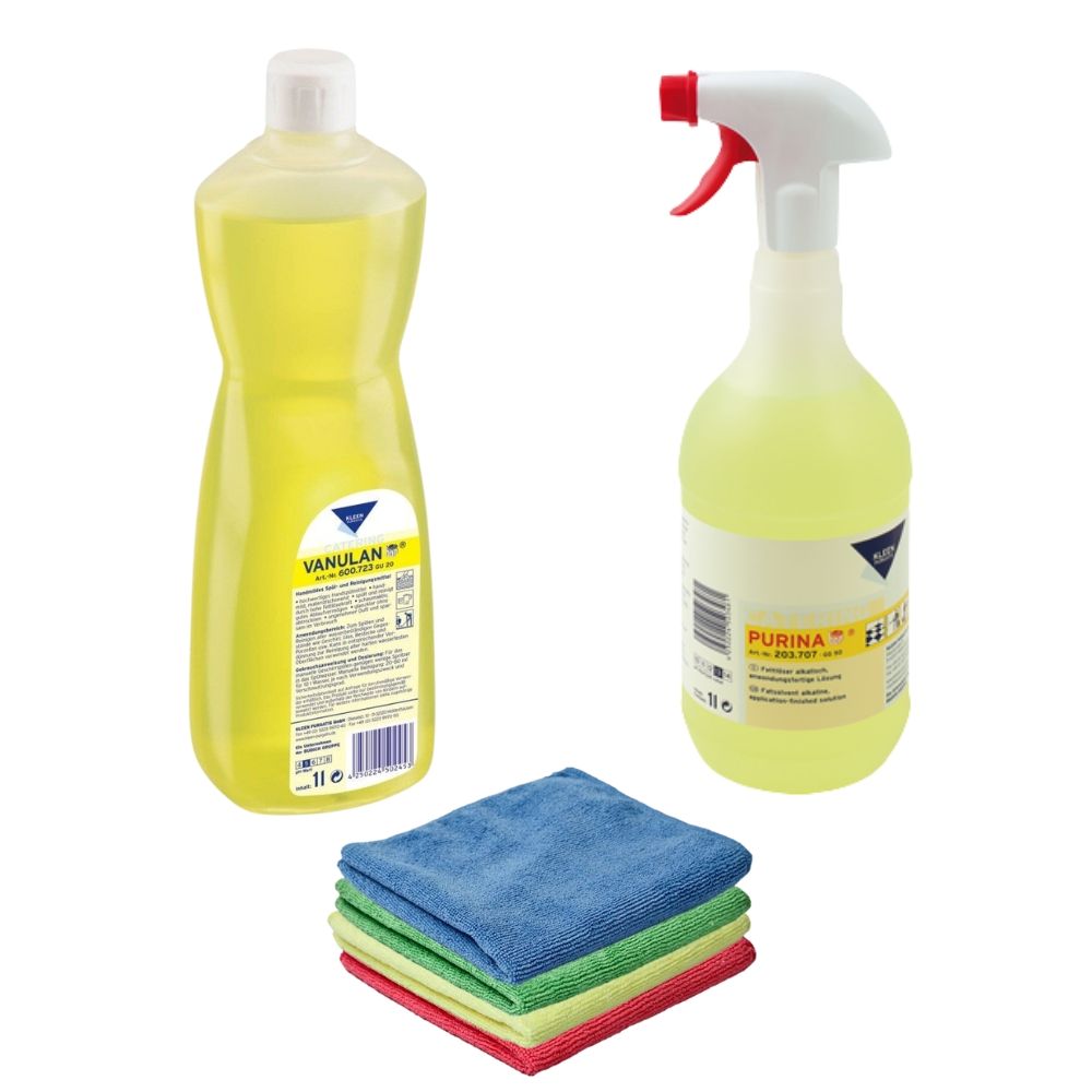 Zestaw do czyszczenia piekarni Kleen Vanulan, Kleen Purina i ścierka z mikrofibry