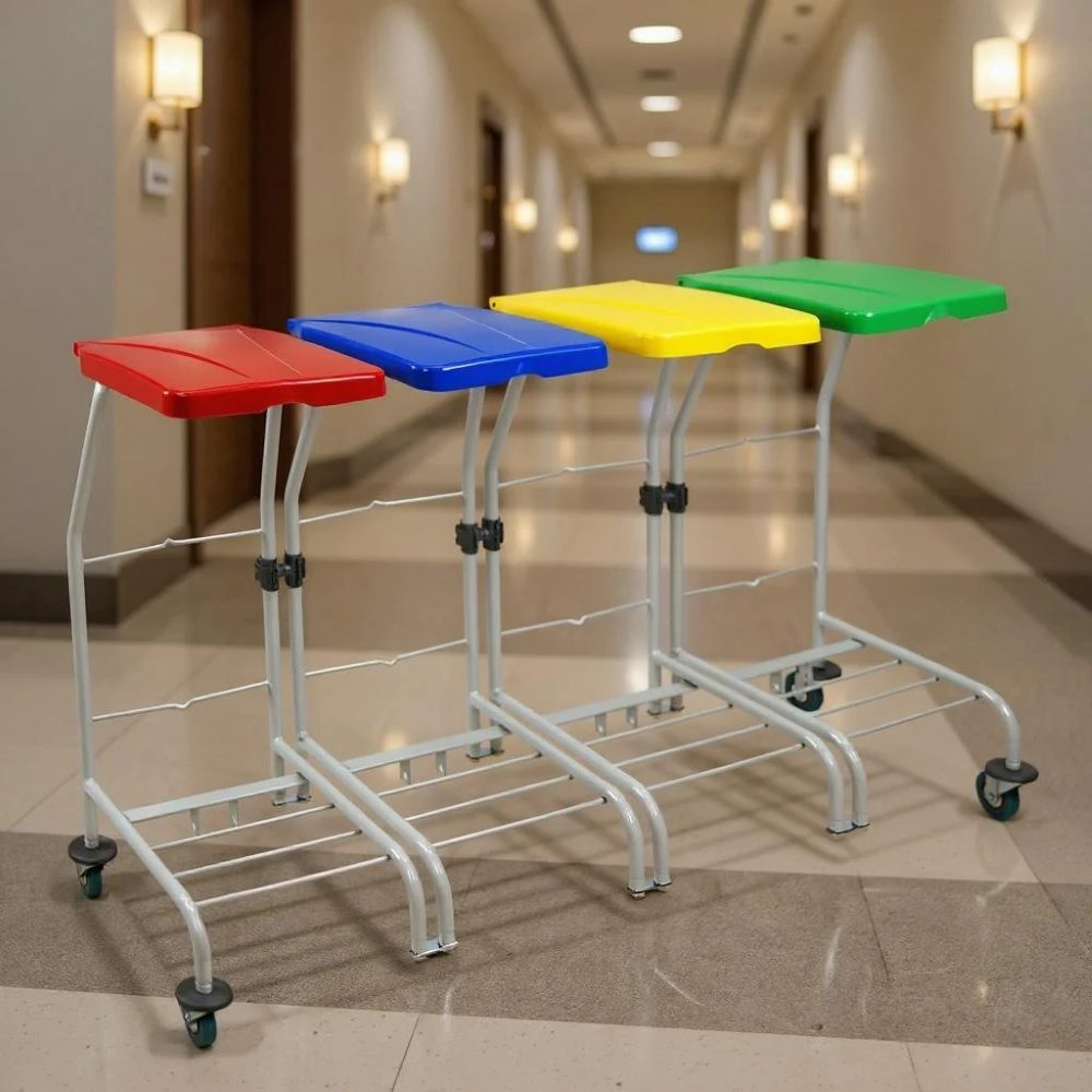 Stelaż na worki na odpady malowany proszkowo EURO ZIBI 4 x 70-120l w hotelu