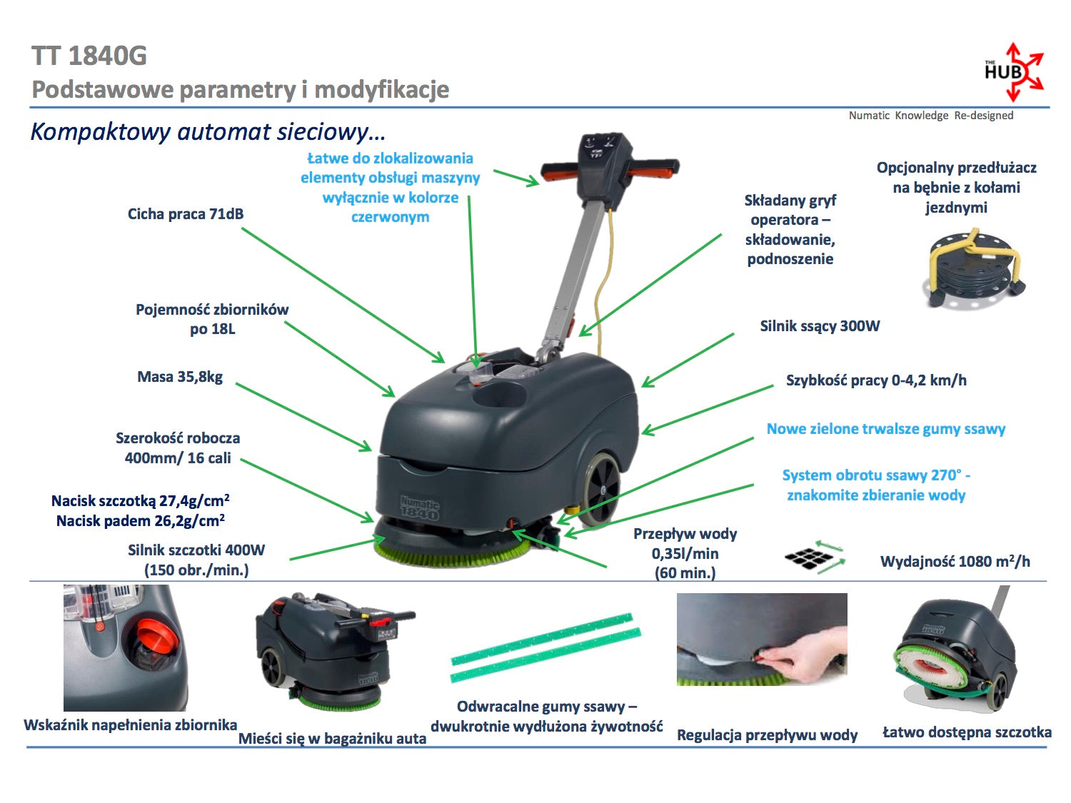 Numatic TT 1840G  - maszyna czyszcząca, kablowa