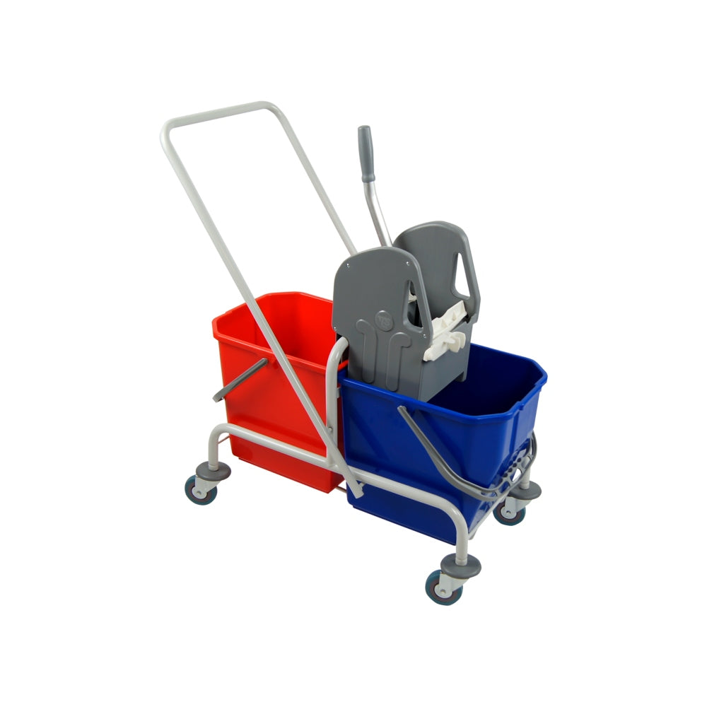 Wózek do mycia podłóg z 2 wiadrami i wyciskarką szczękową do mopów EURO