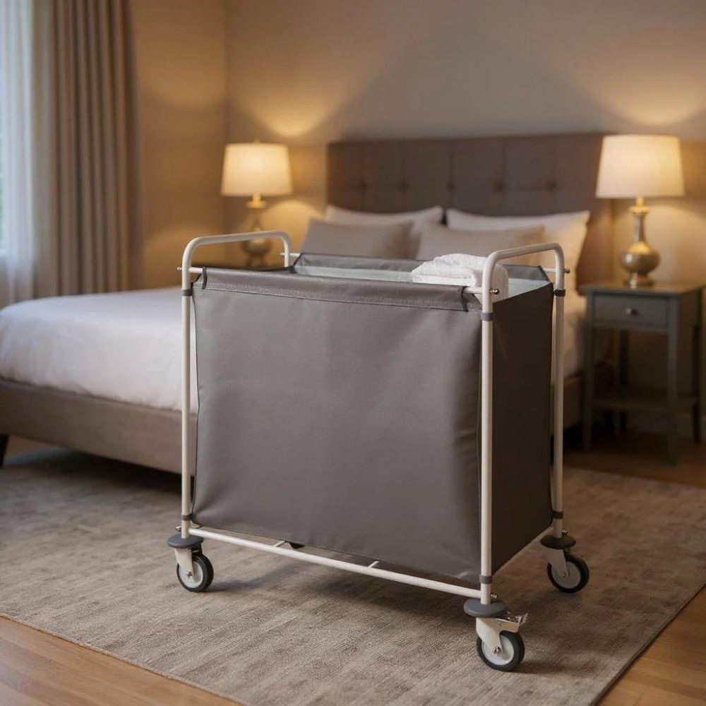 Wózek hotelowy pościelowy Euro Madera 200 l w pokoju hotelowym
